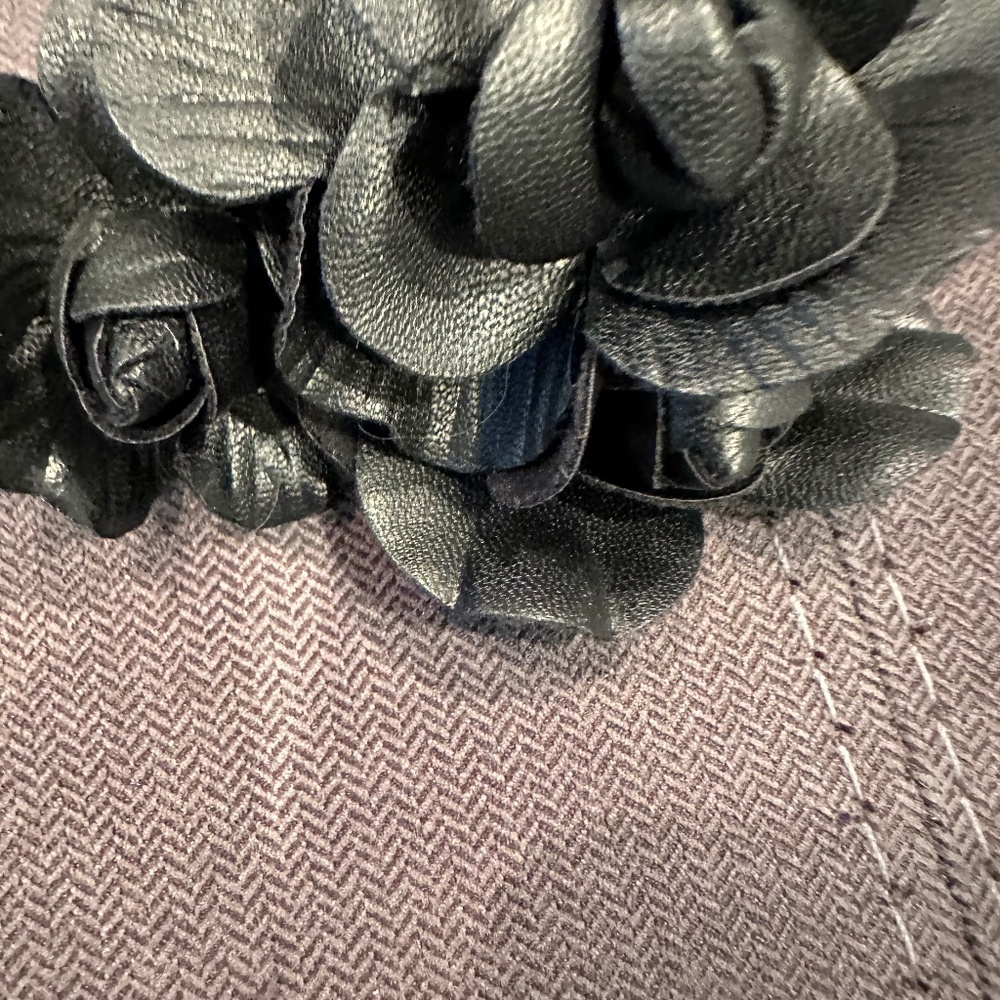 Black Leather Belt with Flowers